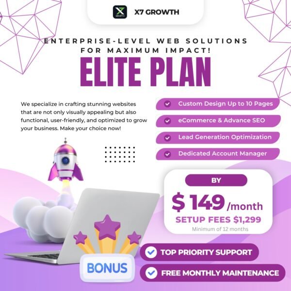 Elite Website Plan – Custom Design, E-Commerce & SEO