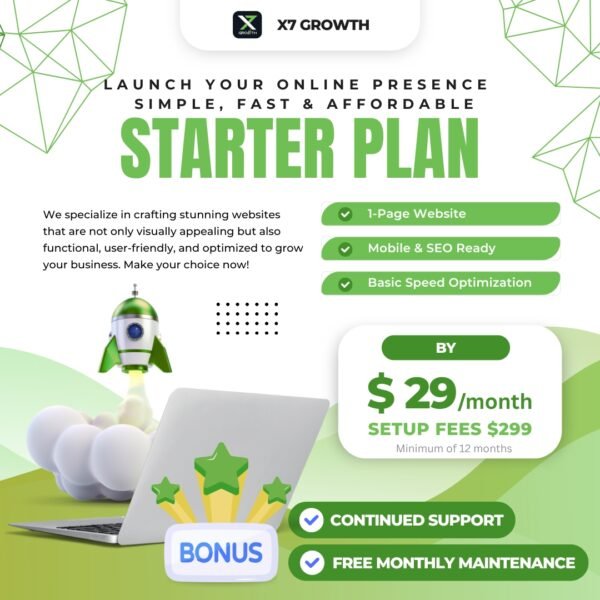 Starter Website Plan – Affordable 1-Page Website Design